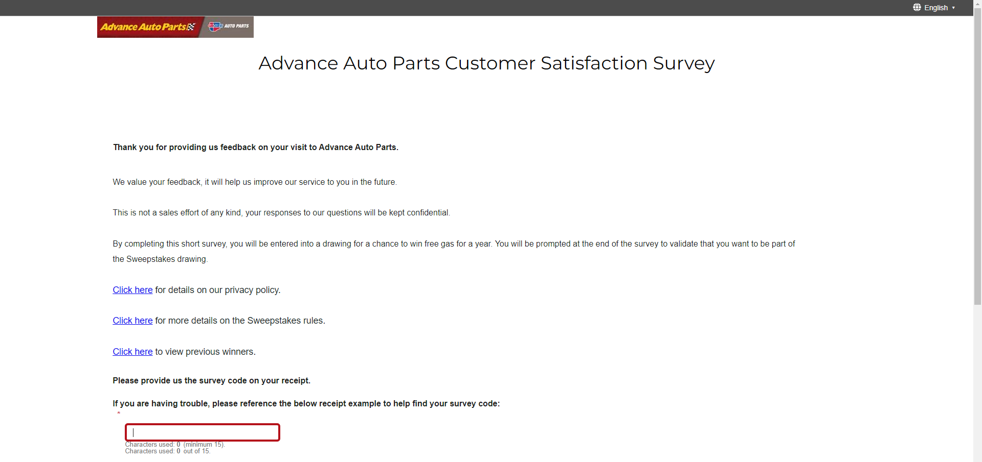 advanceautoparts.com/survey