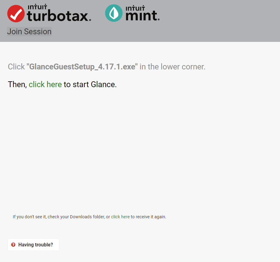 TurboTax Screensharing website