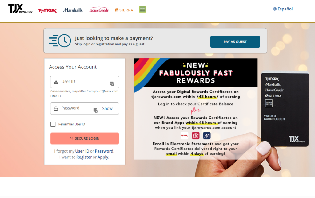 TJ Maxx Credit Card Login