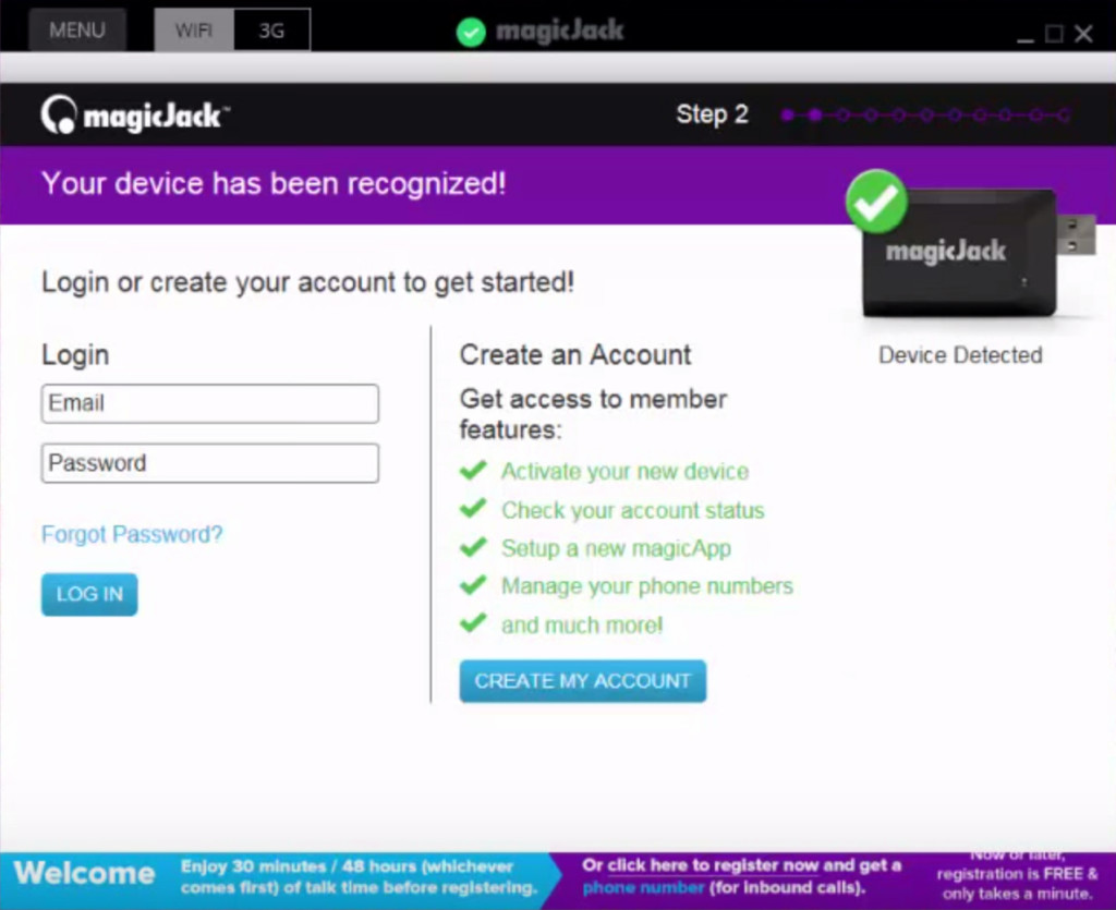 create an account magicJack