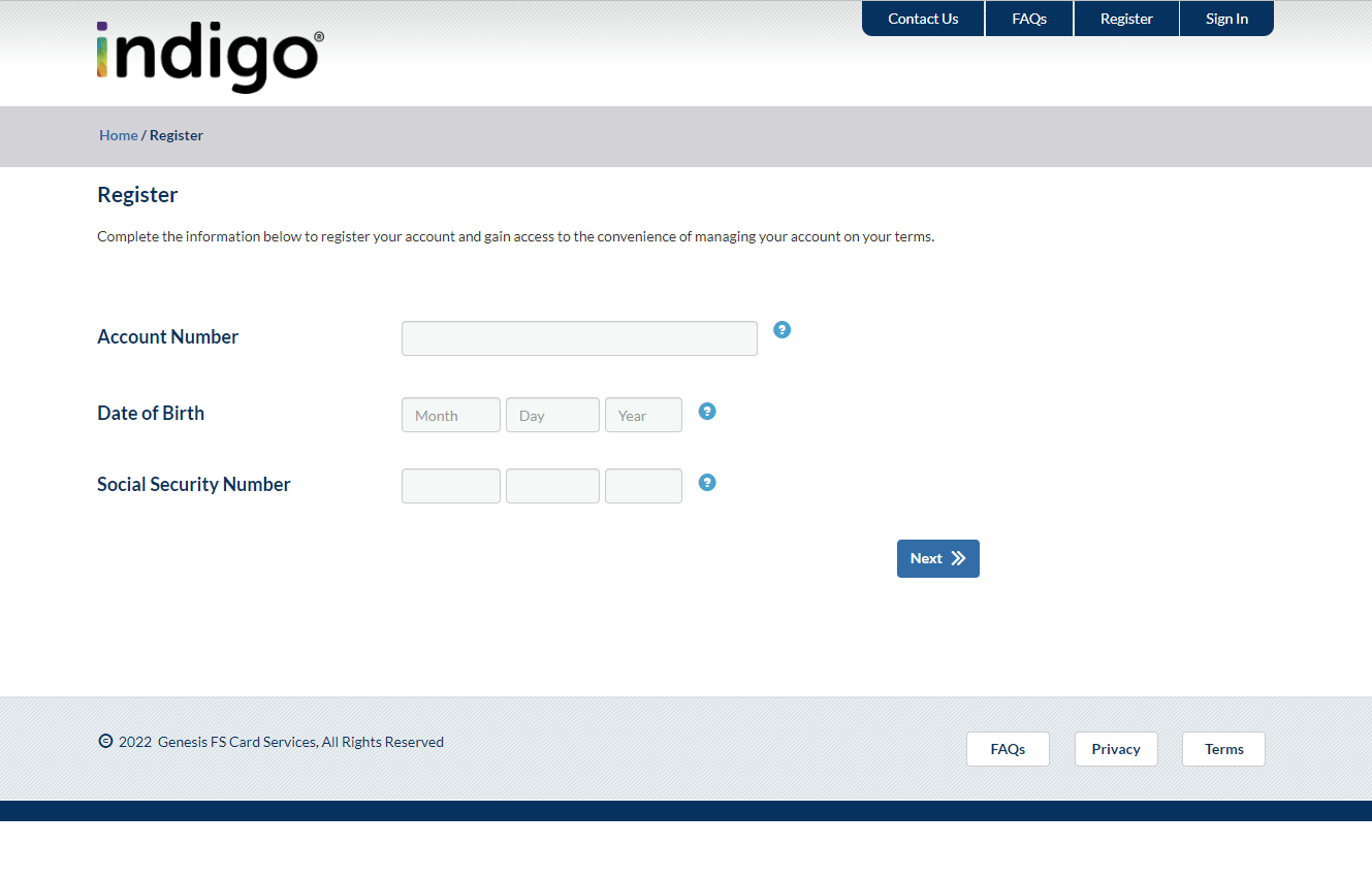 my indigo card login