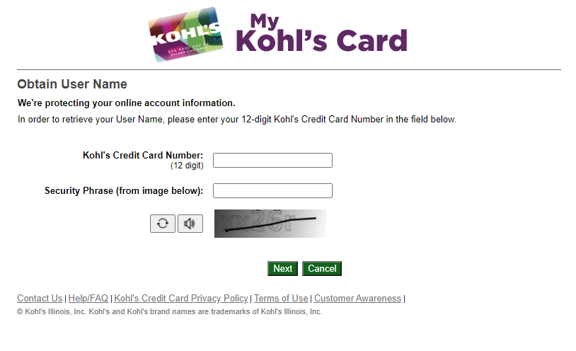 my kohls card login