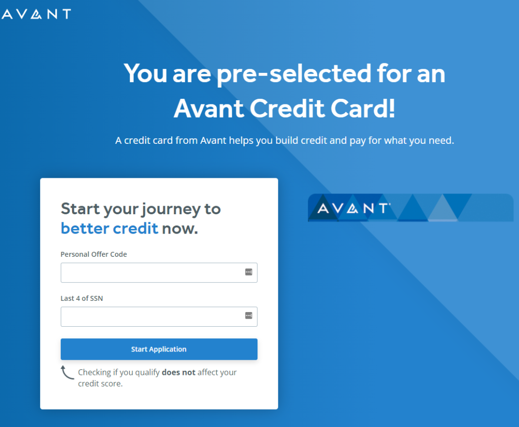 MyAvantCard: Apply w/ Personal Offer Code at myavantcard com MyAvantCard: Apply w/ Personal Offer Code at myavantcard com