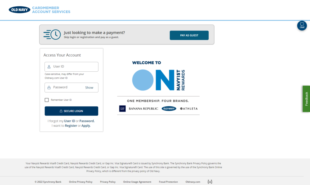 old navy credit card login