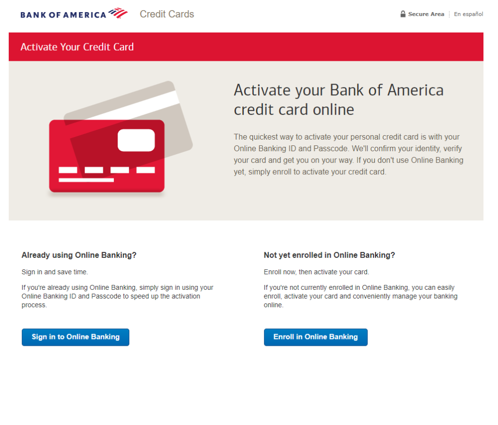 How to Activate my Bank of America credit card