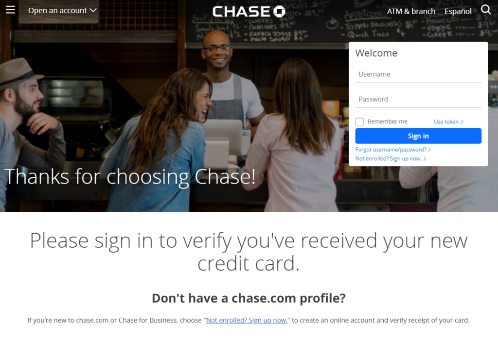 Chase credit card activate